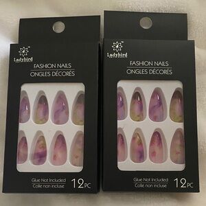 Ladybird Fashion Nails Bundle (2) 12PC Sets - Floral Art design